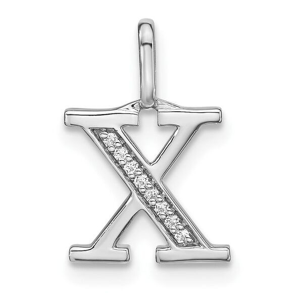Kazi Luxury 14K White Gold Diamond Lower Case Letter X Initial Pendant